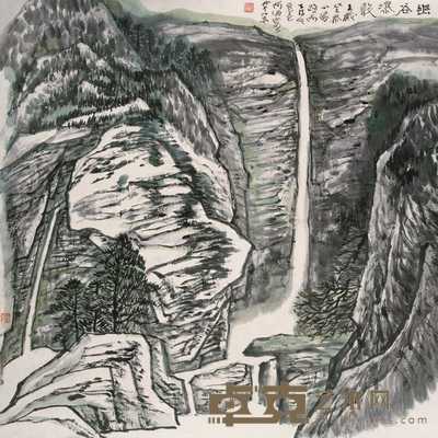 何海霞  幽谷瀑声 立轴 68×68cm